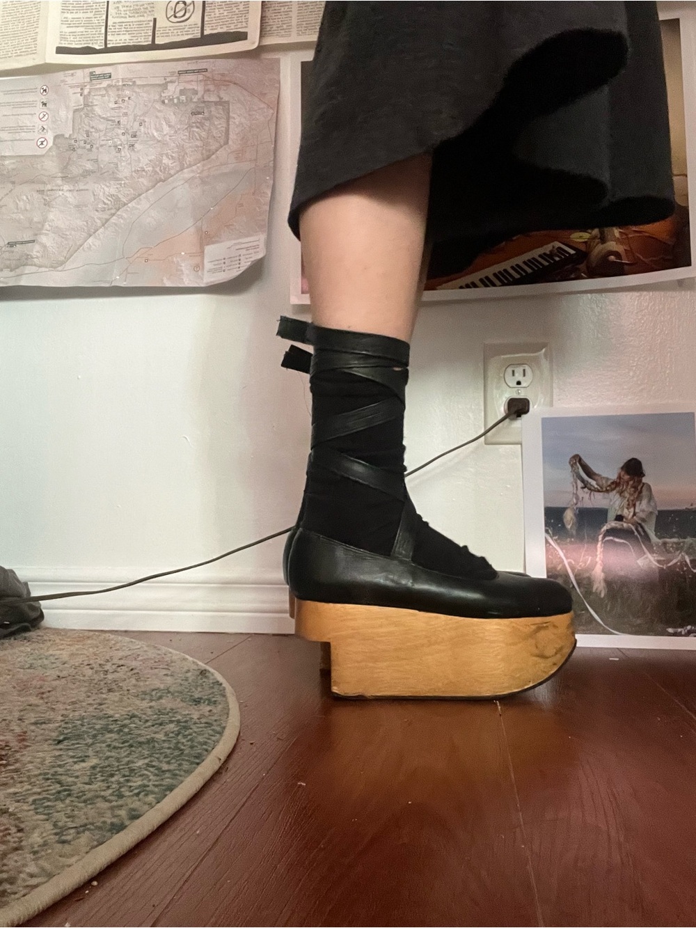 Vivienne Westwood Black Rocking Horse Platform shoes with Wooden Sole - Picture 2 of 6